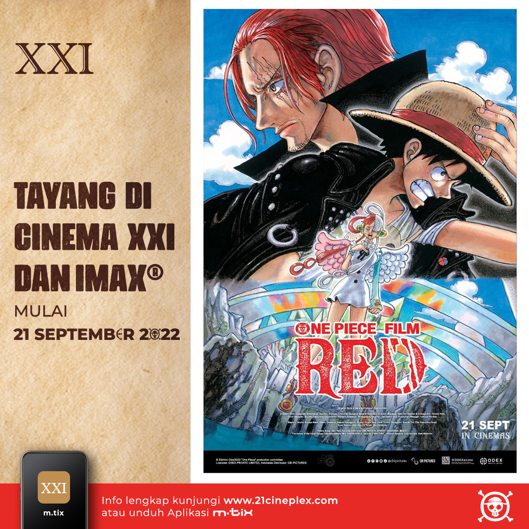 Hore! Film One Piece: Red Bakal Tayang di Cinema XXI Mulai 21 September 2022