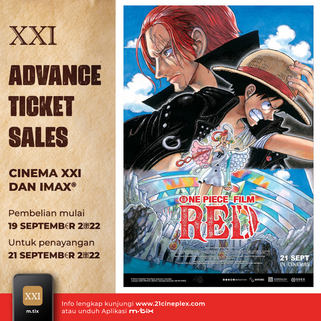 Tayang Besok, Ini Cara Beli Tiket One Piece: Red di CGV dan Cinema XXI
