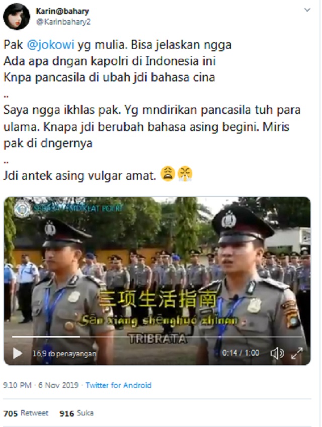 Polisi Mengubah Pancasila dengan Bahasa Tiongkok? Ini Faktanya
