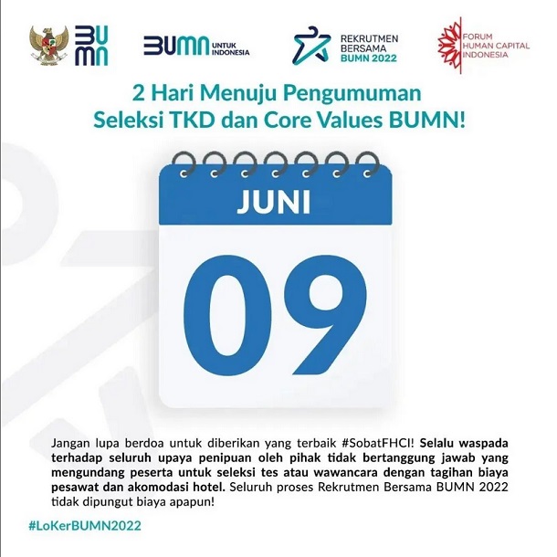 Pengumuman TKD dan core values BUMN 2022 