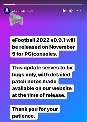 pengumuman update efootball