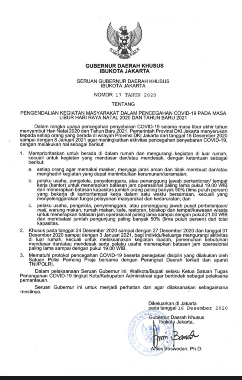 DKI Tak Terapkan WFH 75%