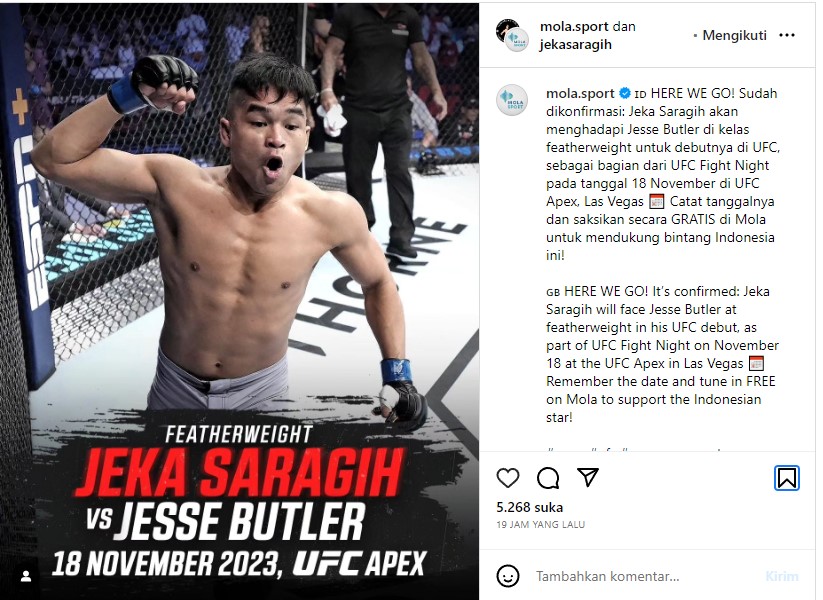 Jeka Saragih Akhirnya Debut, Ini Perjalanan Si Tendangan Maut Dikontrak UFC