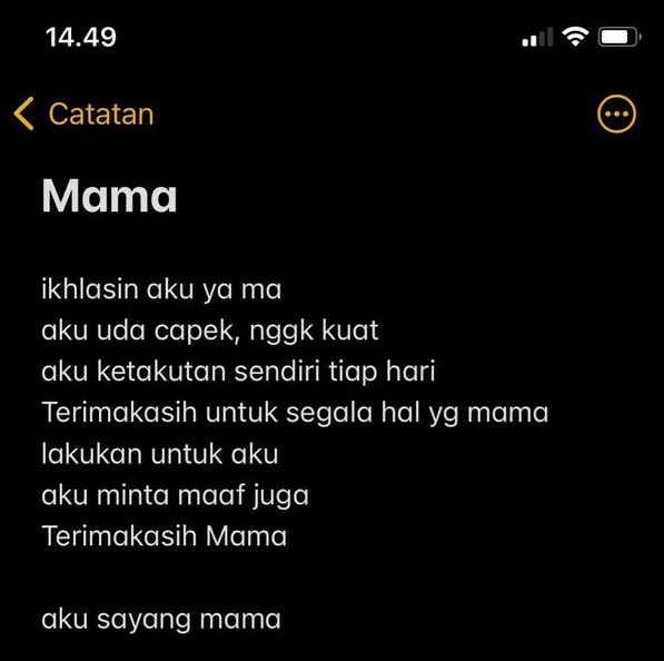 Pesan Novia kepada mama