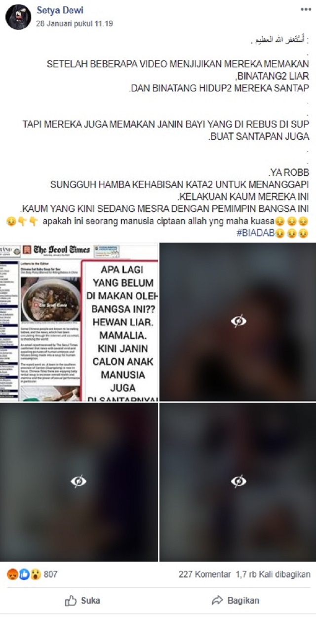 [Cek Fakta] Orang Tiongkok Juga Suka Menyantap Sup Janin Bayi Manusia? Ini Faktanya