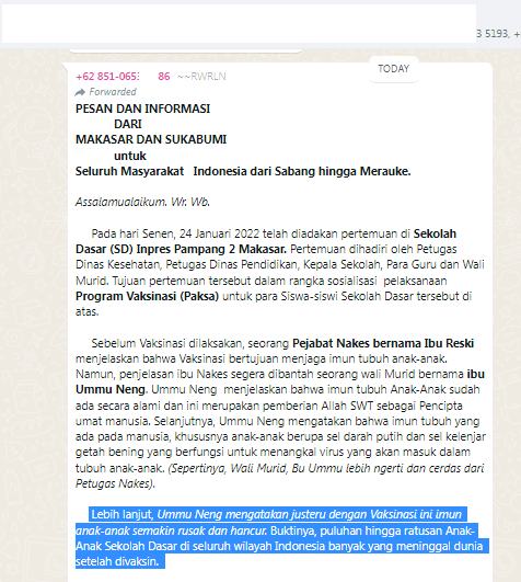 [Cek Fakta] Puluhan hingga Ratusan Anak SD di Indonesia Meninggal setelah Divaksin? Ini Faktanya