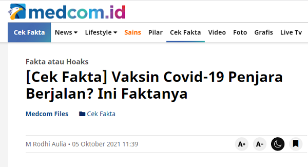 [Cek Fakta] Jika Seseorang sudah Divaksin Tiga Kali Secara Otomatis Dapat Kode 5G? Ini Faktanya