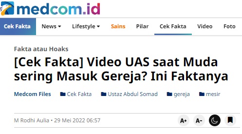 [Cek Fakta] Jejak Digital Video UAS Sering Masuk Gereja saat Muda? Ini Faktanya