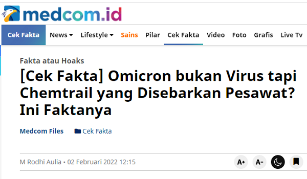 [Cek Fakta] Akhir-Akhir ini Pesawat <i>Chemtrails</i> Sangat Aktif di Udara? Ini Faktanya