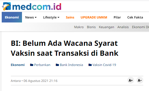 [Cek Fakta] Indonesia akan Susul Malaysia Berlakukan Microchip, tanpa Vaksin tak Bisa Ambil Uang di ATM Jebakan Dajal? Ini Faktanya