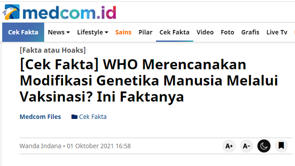 [Cek Fakta] Benarkah Vaksin Covid-19 Mengandung Sejenis Zat Logam? Ini Faktanya
