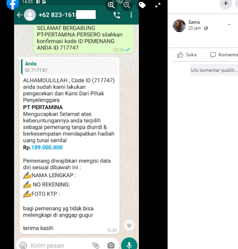 [Cek Fakta] Warga Ini Beruntung Dapat Hadiah Uang Tunai Rp189 Juta dari Pertamina? Simak Faktanya