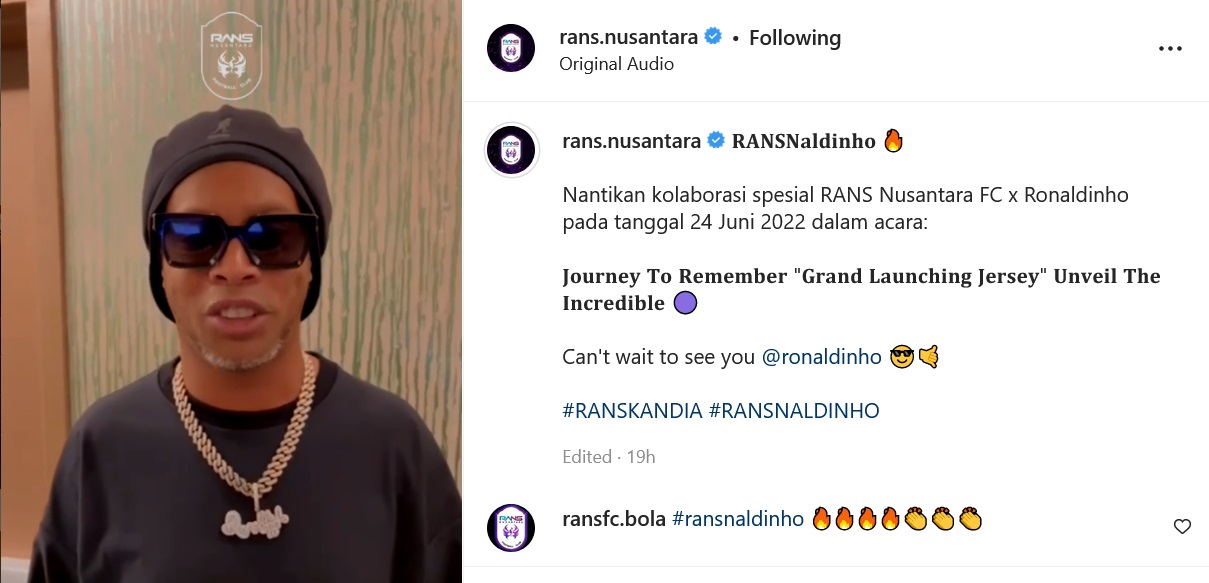 Mau Liat Aksi Ronaldinho Bela Rans Nusantara FC? Ini Jadwal dan Harga Tiketnya