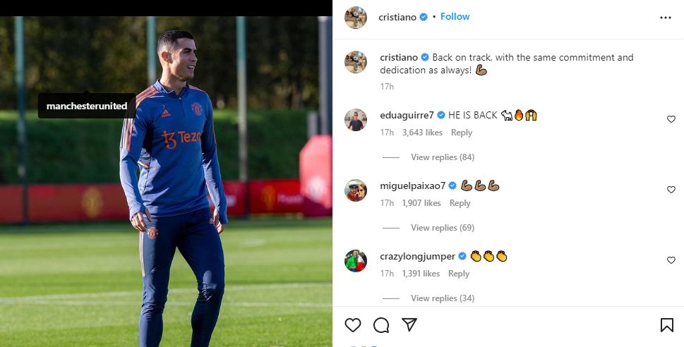 Mantap! Ini Pernyataan Ronaldo Usai Kembali Gabung Latihan Bersama MU
