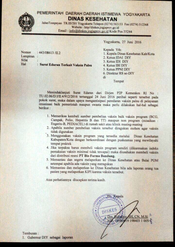 Faskes DIY Diwajibkan Periksa Ulang Stok Vaksin