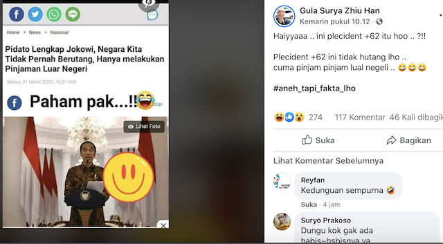 [Cek Fakta] Pidato Jokowi Sebut Negara Tak Pernah Berhutang tapi Hanya Melakukan Pinjaman Luar Negeri? Ini Faktanya