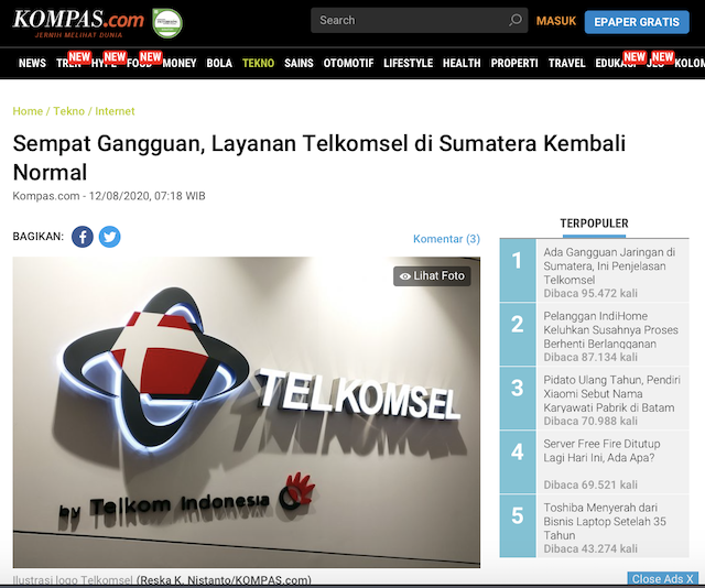 [Cek Fakta] Akibat Kebakaran STO Telkom Pekanbaru, Perbaikan Layanan Telkomsel sampai 1 Bulan Hoaks, Ini Faktanya