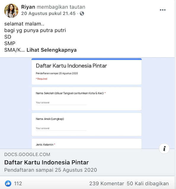 [Cek Fakta] Link Formulir <i>Online</i> Pendaftaran Kartu Indonesia Pintar Hoaks, Ini Cek Faktanya