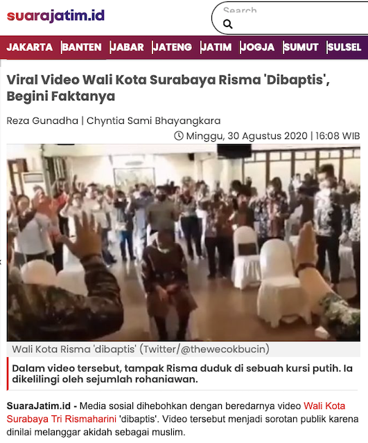 [Cek Fakta] Viral Video Wali Kota Surabaya Risma Dibaptis? Ini Faktanya