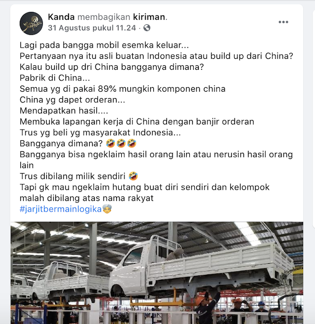[Cek Fakta] Pabrik Mobil Esemka Berada di Tiongkok? Cek Faktanya