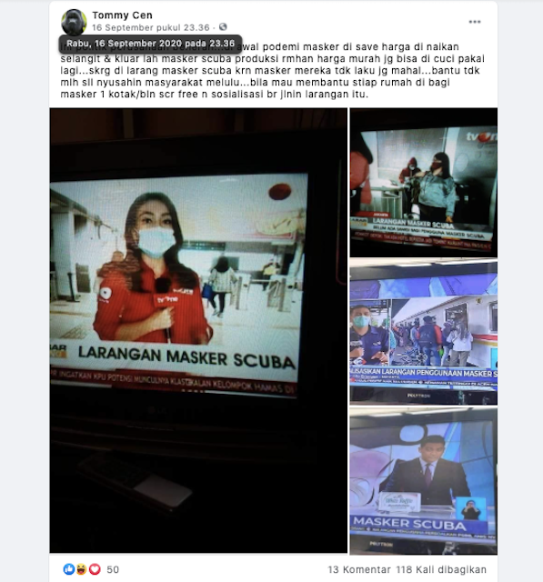 Cek Fakta Pelarangan Masker Scuba Karena Alasan Politik Perusahaan Cek F