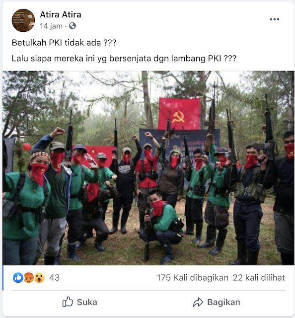 [Cek Fakta] Foto Sekumpulan Orang Bersenjata dan Berbendera Palu Arit? Ini Faktanya