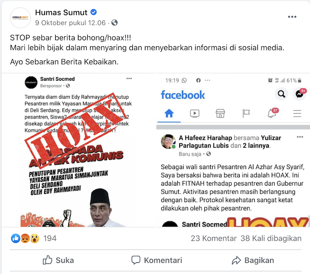 [Cek Fakta] Gubernur Edy Tutup Semua Akses Sebuah Pesantren dan Sekap Sejumlah Guru? Ini Faktanya
