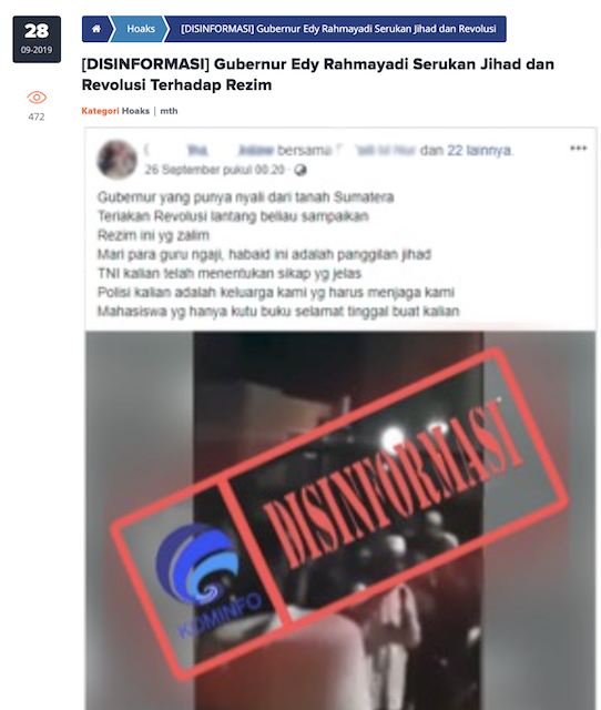 [Cek Fakta] Gubernur Edy Serukan Jihad dan Revolusi terhadap Rezim Busuk? Ini Faktanya