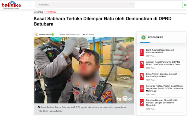 [Cek Fakta] Tak Diliput Media Polisi Terluka saat Kawal Demo UU Omnibus Law? Cek Faktanya