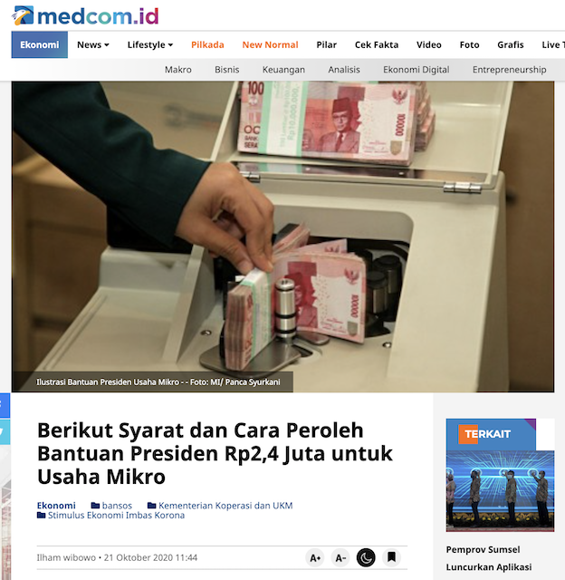 [Cek Fakta] Beredar Formulir Pengajuan Banpres Produktif Usaha Mikro Tahap III? Ini Faktanya