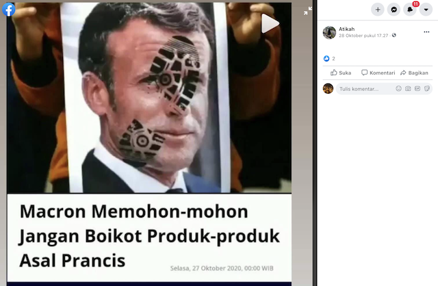 [Cek Fakta] Macron Memohon Hentikan Boikot Produk-Produk Prancis? Cek Faktanya
