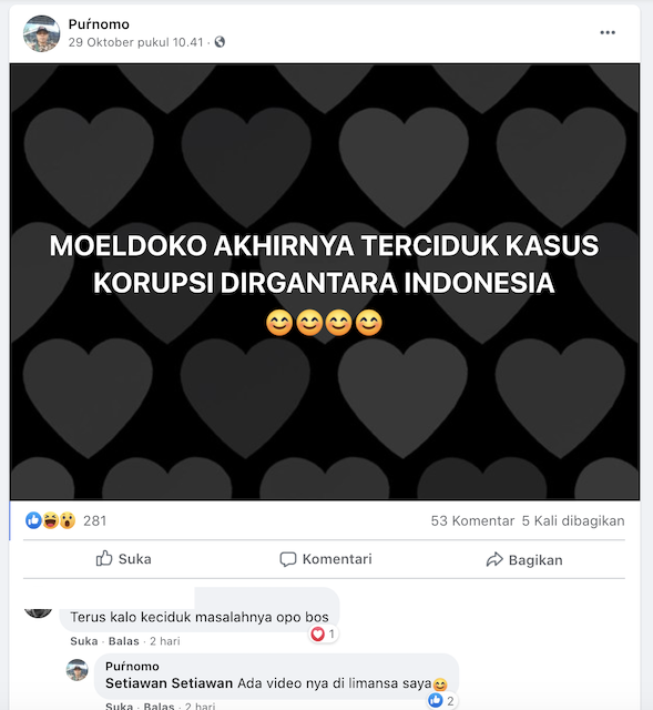 [Cek Fakta] Moeldoko Akhirnya Terciduk Kasus Korupsi PT Dirgantara Indonesia? Ini Faktanya