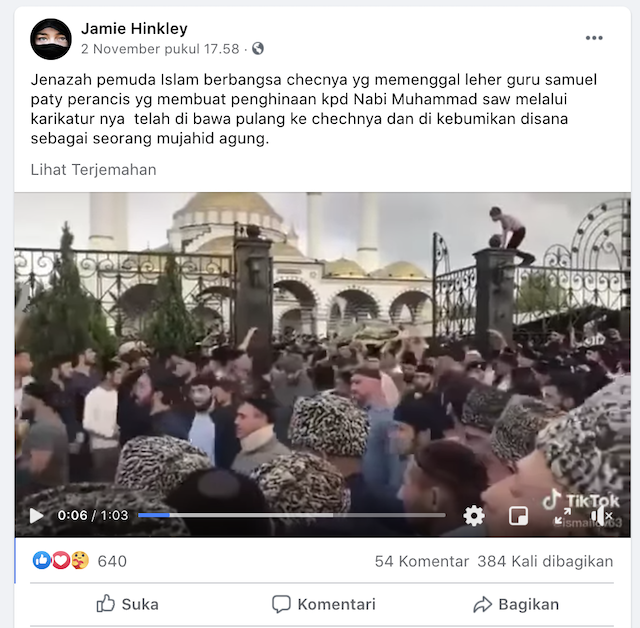 [Cek Fakta] Video Suasana Pemakaman Pemenggal Guru di Prancis bak Pahlawan Besar? Ini Faktanya