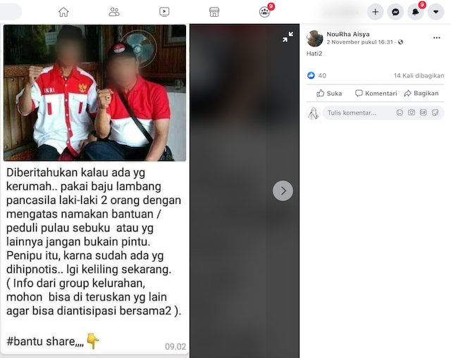 [Cek Fakta] Beredar Foto Dua Pelaku Penipuan dengan Hipnotis? Ini Faktanya
