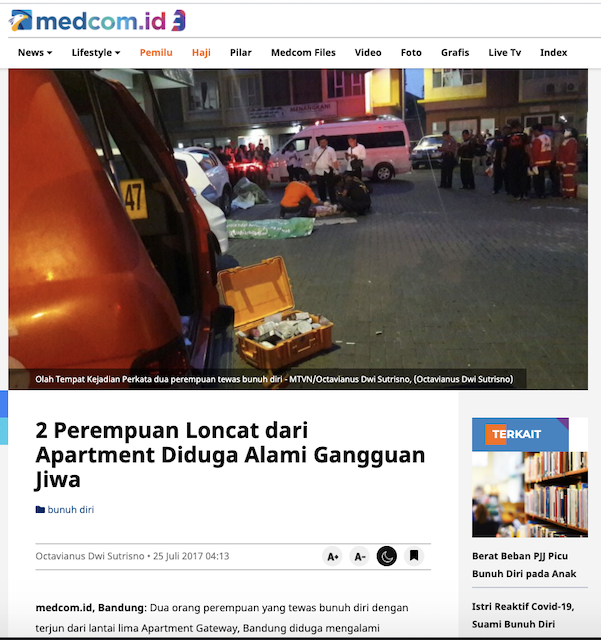 [Cek Fakta] Pasutri di Roxy Mas Bunuh Diri dengan Melompat dari Apartemen karena Terlilit Hutang? Begini Faktanya