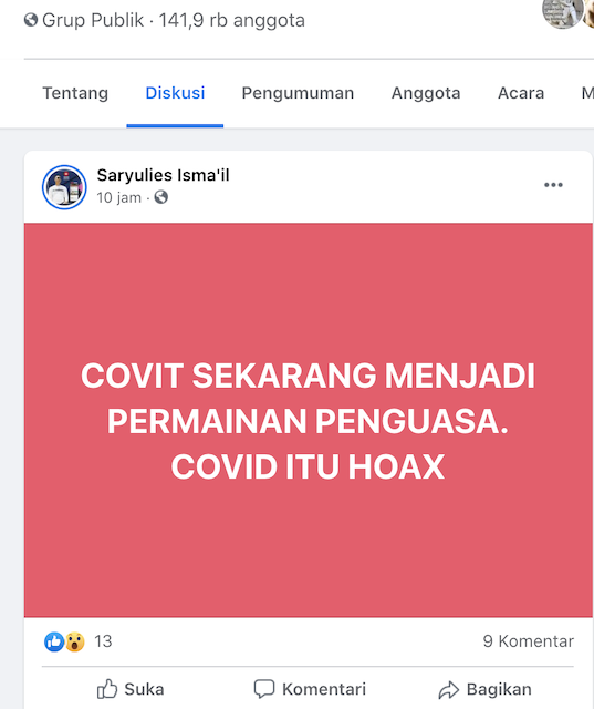 [Cek Fakta] Covid-19 Permainan Penguasa? Ini Faktanya