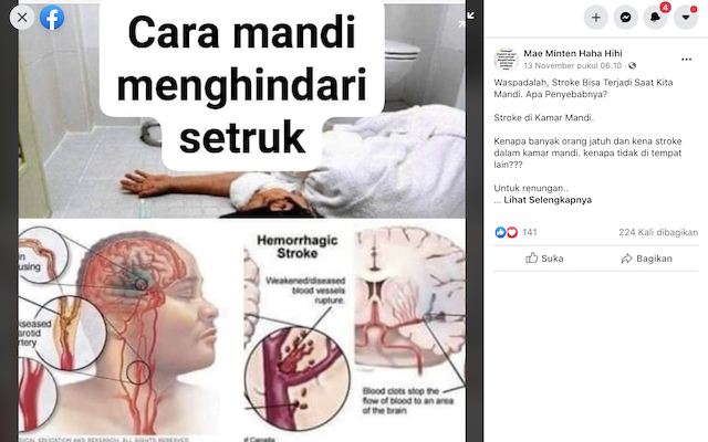 [Cek Fakta] Membasahi Kepala Lebih Dulu saat Mandi Sebabkan Stroke? Ini Faktanya