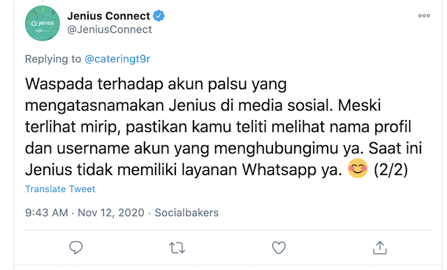 [Cek Fakta] Beredar Akun Twitter Atas Nama Jenius? Ini Faktanya