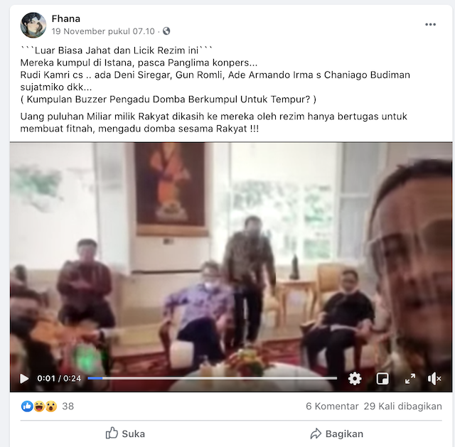 [Cek Fakta] Video Penampakan Buzzer yang Dibayar Puluhan Miliar Siap Tempur Kumpul di Istana? Ini Faktanya