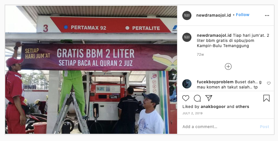 [Cek Fakta] Benarkah Non Muslim Mendapat Gratis 2 Liter BBM Jika Membaca Syahadat di SPBU Ini? Cek Faktanya