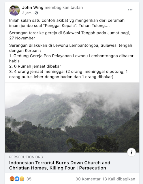 [Cek Fakta] Sebuah Gereja di Sulawesi Tengah Dibakar Habis? Ini Faktanya