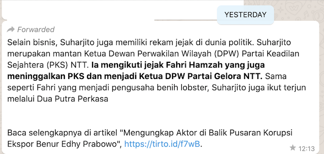 [Cek Fakta] Benarkah Penyuap Edhy Prabowo Teman Separtai Fahri Hamzah? Ini Faktanya