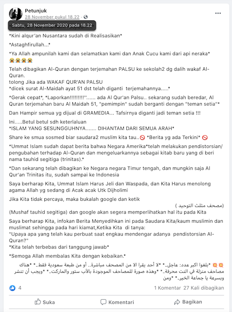 [Cek Fakta] Beredar Alquran dengan Terjemahan Palsu? Ini Faktanya