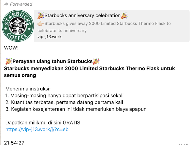 [Cek Fakta] Beredar Promo Starbucks di WhatsApp tentang Ini? Cek Faktanya