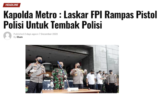 [Cek Fakta] Benarkah Kapolda Metro Sebut Laskar FPI Rampas Pistol untuk Tembak Polisi? Ini Faktanya