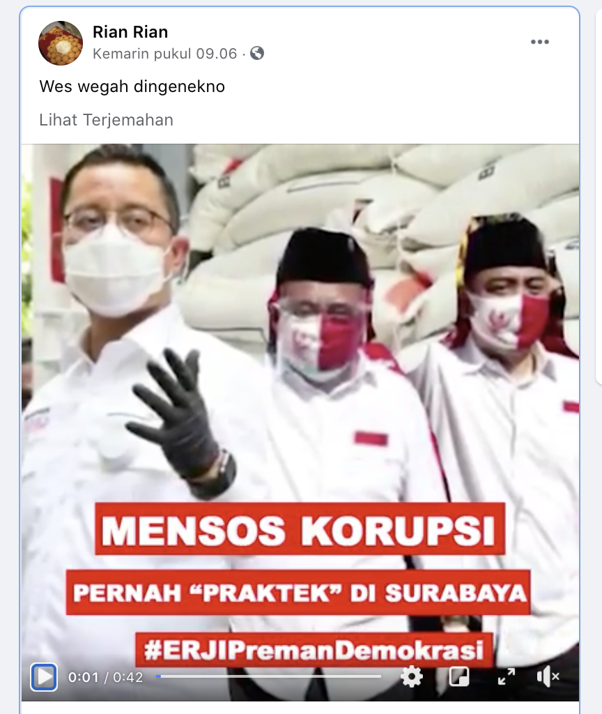 [Cek Fakta] Beredar Video Mensos Juliari Bantu Kampanye Paslon Pilwakot Surabaya? Cek Faktanya