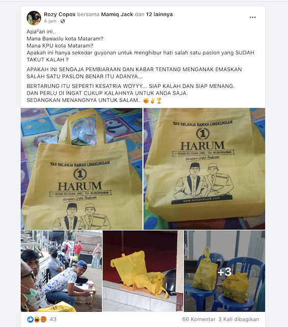 [Cek Fakta] Beredar Foto Bingkisan Paslon Pilwakot Mataram Tersebar di Hari Pencoblosan? Ini Faktanya