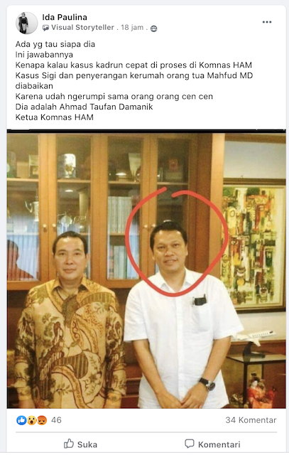 [Cek Fakta] Beredar Foto Ketua Komnas HAM Berdua dengan Tommy Soeharto? Ini Faktanya