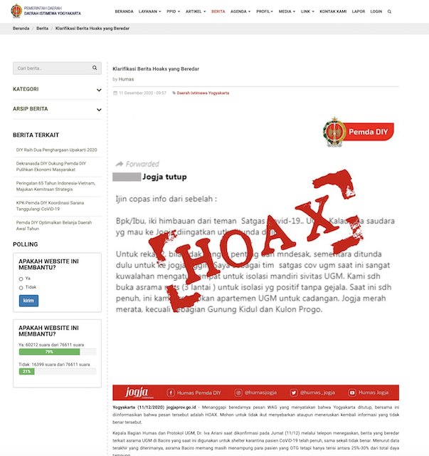 [Cek Fakta] Pesan Berantai Sebut Yogyakarta Ditutup karena Kasus Covid-19 Semakin Parah Hoaks, Ini Faktanya