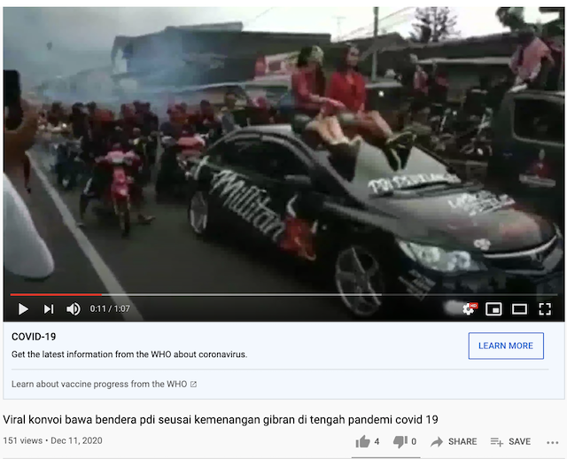 [Cek Fakta] Video 2 Wanita di Atas Sedan Ini Konvoi Kemenangan Gibran? Cek Faktanya